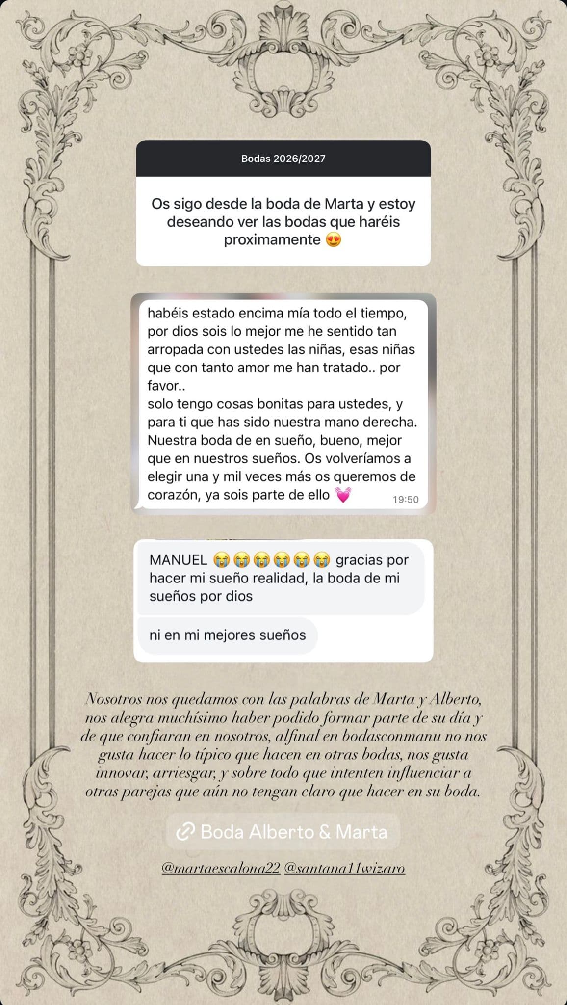 Reseña de Marta y Alberto sobre su experiencia con BodasConManu